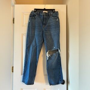 Abercrombie & Fitch Blue Distressed Straight Leg Jeans